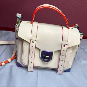 Michael Kors Manhattan White Satchel with Rainbow Accents